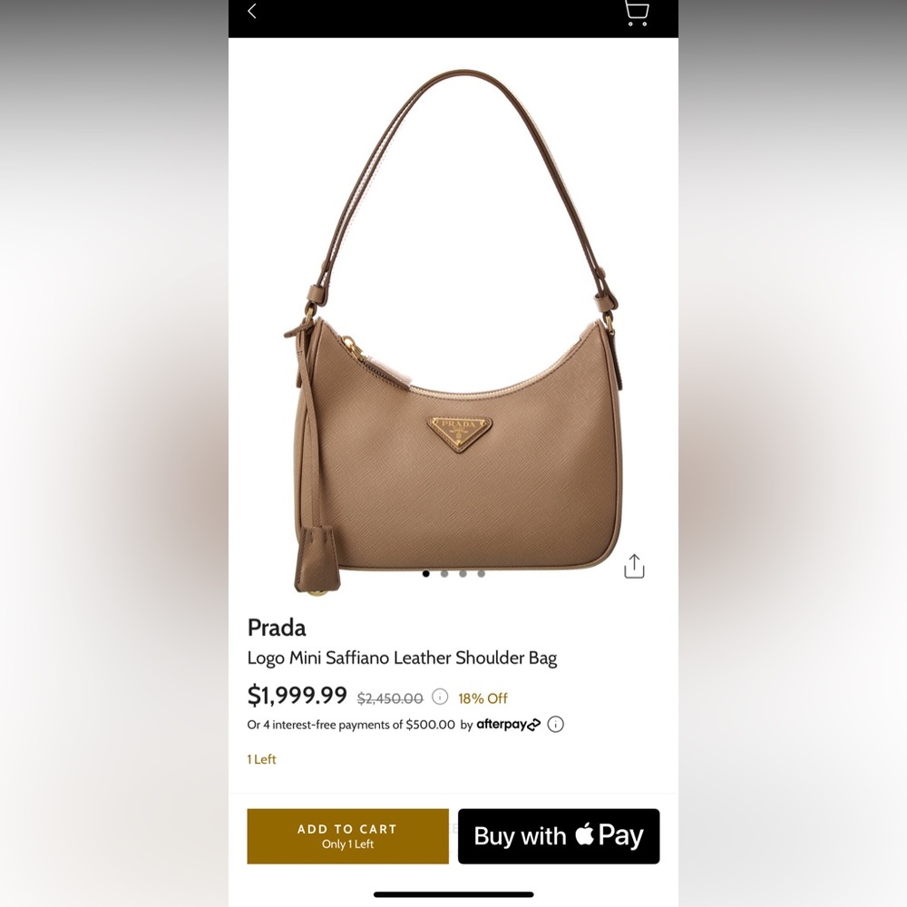 NWT Prada Logo Mini Saffiano Leather Shoulder Bag